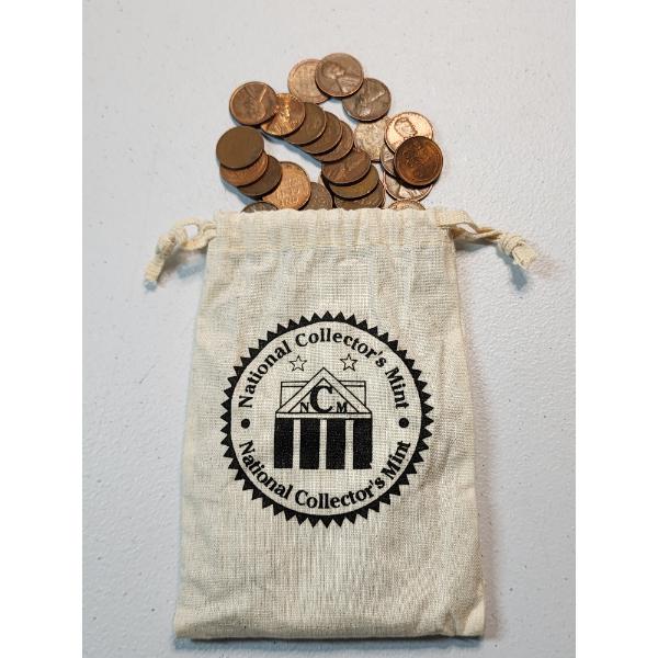 Lot of Assorted Years U.S. Lincoln Pennies - Mainly Wheat Pennies In Collector's Bag - FV~ $1.49