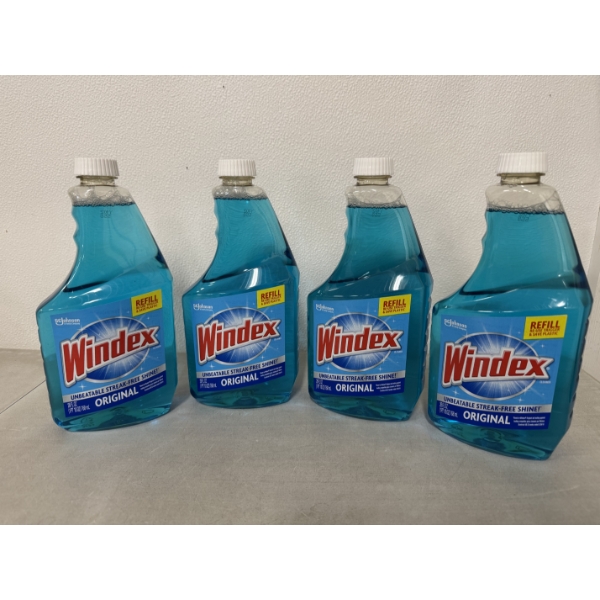 4 - Large Bottles of Windex Original Refill - Brand New - You Get 4 Bottles For One Bid!