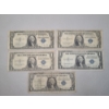 Image 1 : (5) Assorted United States $1 Silver Certificates - 1935 E, 1935 F, 1935 H, 1957 B - Face Value: $5