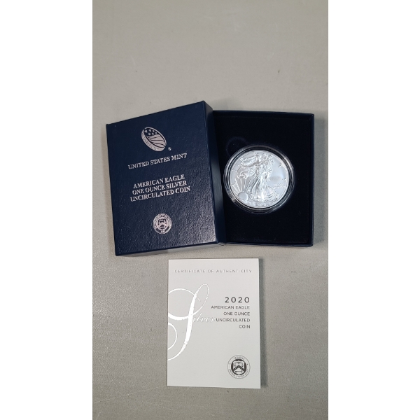 United States Mint 2020-W Uncirculated 1 Oz .999 Fine Silver American Eagle In Original Packaging