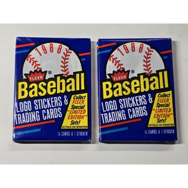2 - 1988 UNOPENED Wax Packs - Fleer Major League Baseball Cards & Sticker