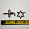 Image 4 : Two Sterling Silver Pendants: Pearl Cross & Turquoise Star of David - Total Weight: 9.1g