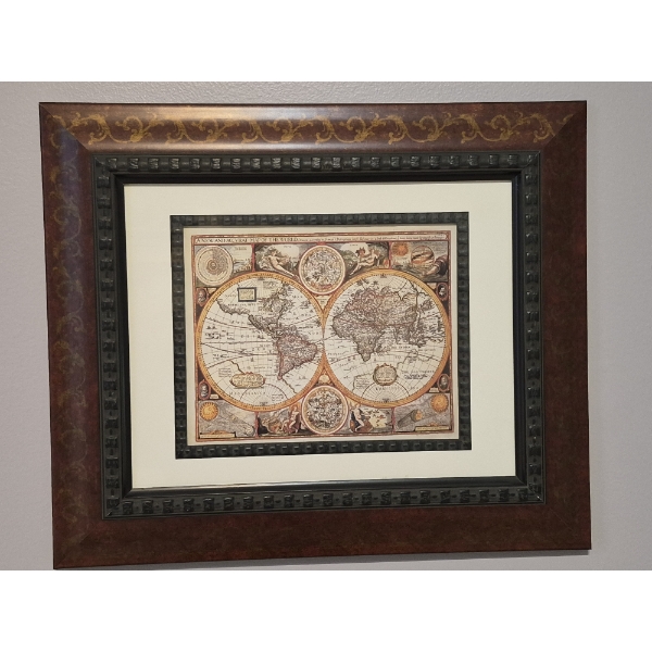 PICKUP IN NORTHFIELD - Wall Mount Framed World Map  19 x 16 Overall - See Pics - (All Items noting "