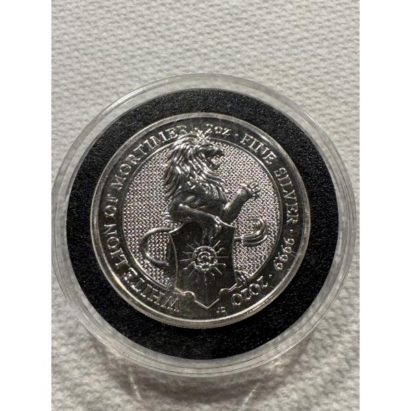 2020 - 2 Troy Ounce .9999 Fine Silver Coin - White Lion Of Mortimer