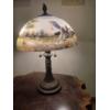 Image 1 : Domed Glass Golf Themed Table Lamp With Pull Chain On/Off 