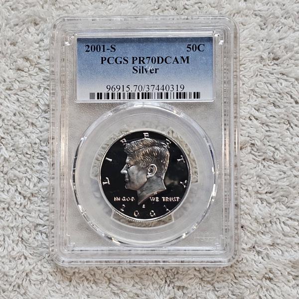 90% Silver 2001-S PCGS Graded PR70DCAM United States Kennedy Half Dollar Coin AFV $.50
