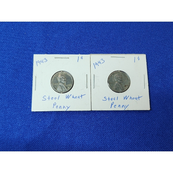 2- United States STEEL Wheat Pennies 1943 