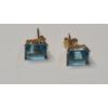 Image 1 : Pair Of 14K Yellow Gold Stud Back Earrings With Blue Gemstones - Weight: 1.8g