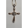Image 2 : Sterling Silver Cross 19" Necklace With Diamonds & Sterling Silver Rings - Total Weight: 10.4g