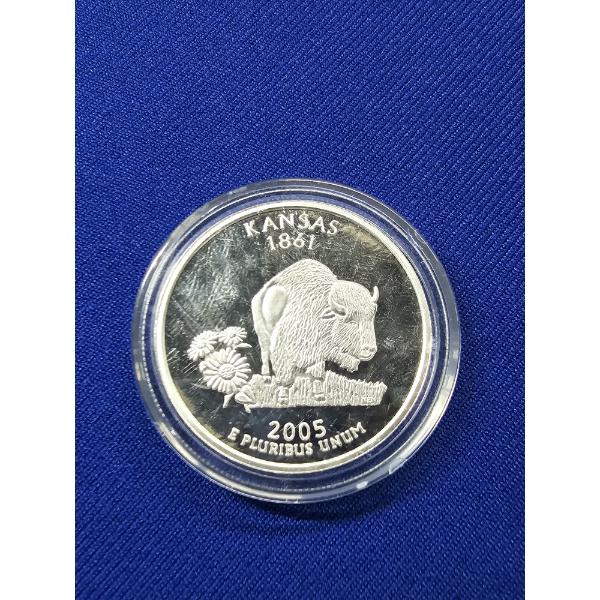 2005 Kansas Statehood Quarter Replica 1 oz .999 Fine Silver - In Protective Capsule