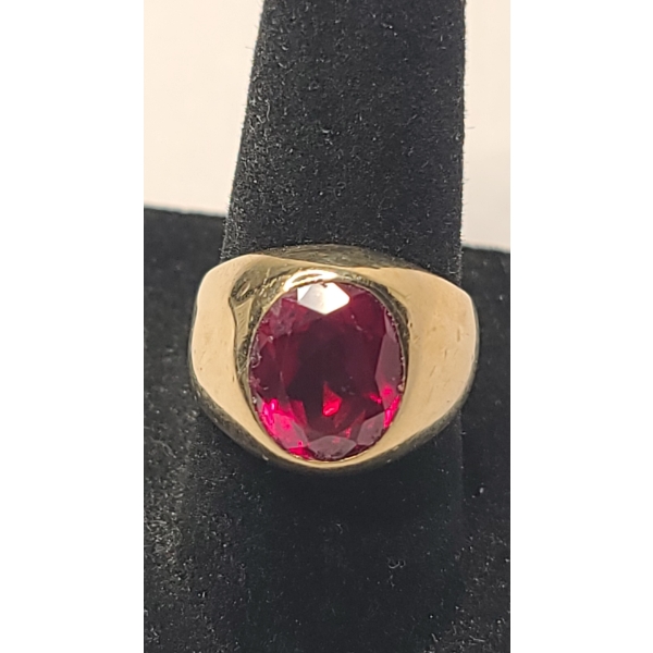 Vintage 14K Yellow Gold Classic Ruby Ring - Size 7 - Total Weight: 3.9g