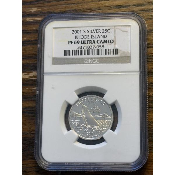 NGC 2001-S Rhode Island PF 69 Ultra Cameo 90% Silver Quarter