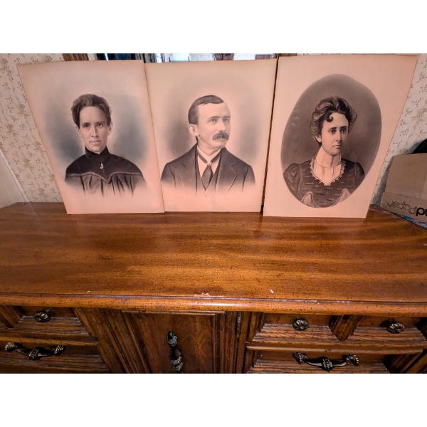 Three Interesting 20"x17" Photographs, Copper Candle Stick Holders And Heavy Glass Decanter