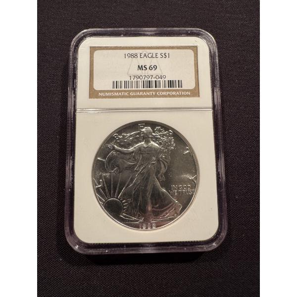 1988 United States American Eagle .999 Fine Silver Troy Oz Coin - MS 69 NGC