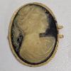 Image 6 : Vintage Black, White, And Peach Cameo Brooch Jewelry Set With Patty Token