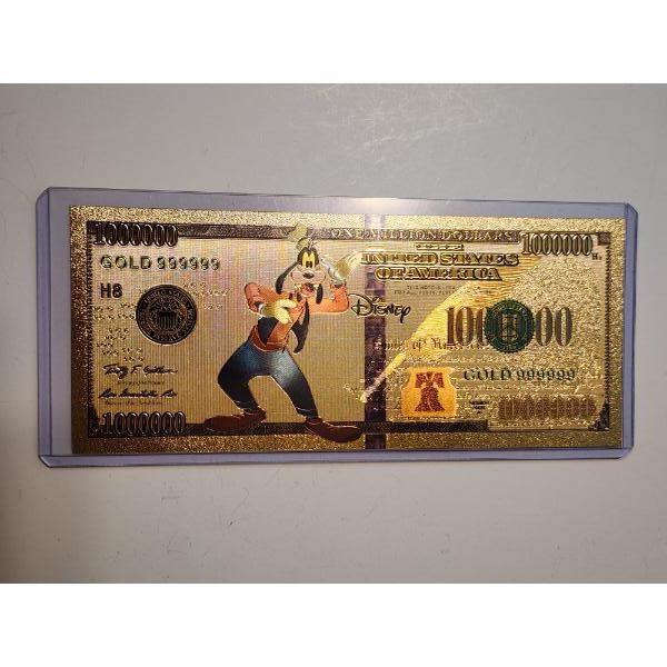Disney Goofy Gold Foil .999999 - 24K Gold Note In Protective Holder - Mint Condition