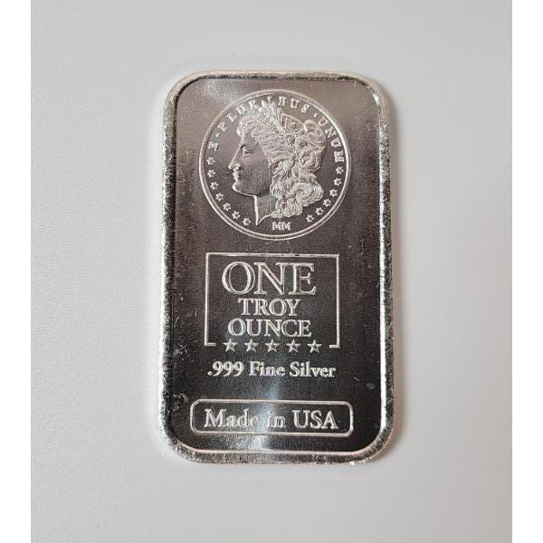Mason Mint USA One Troy Ounce .999 Fine Silver Bar ft. Classic Morgan Silver Dollar Design