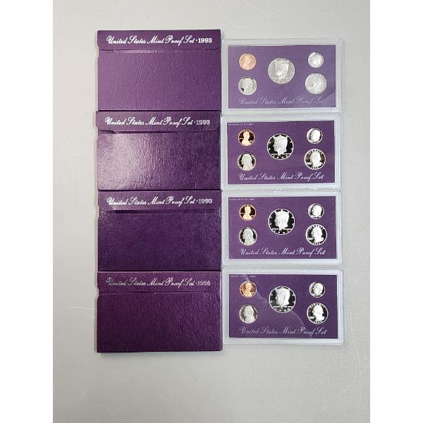 (4) United States Mint Proof Sets: (3) 1993 & 1990
