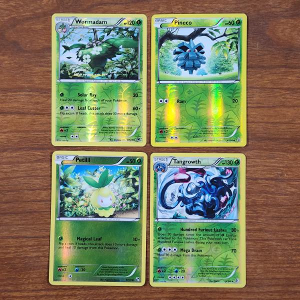 Four Assorted Grass Type Reverse Holo Vintage Pokemon Trading Cards 
