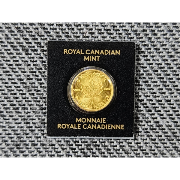 2019 Gold .9999 Fine 1 Gram Royal Canadian Mint Maple Leaf in Card!