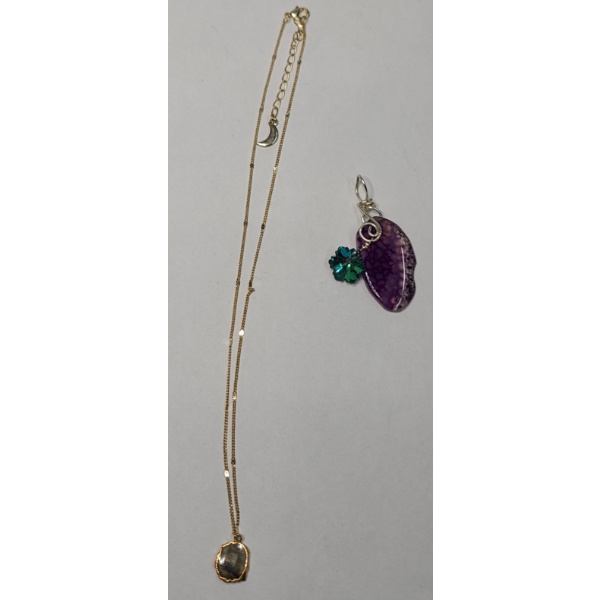 Luna Norte Necklace With Gemstone & Purple Crackle Agate Wrapped Pendant