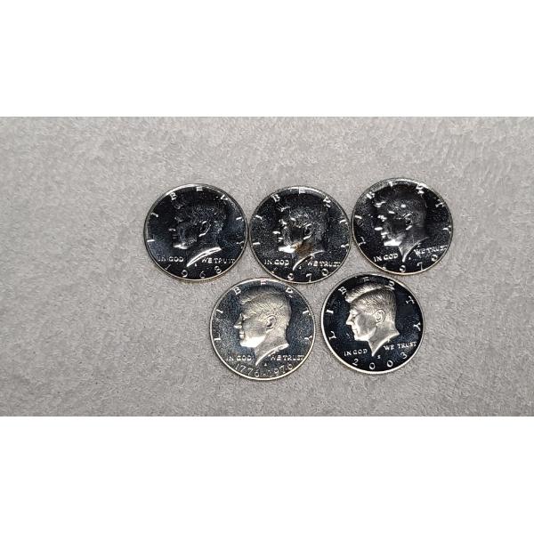 2003-S 90% Silver Kennedy Half Proof Dollar & 4 Assorted Years/Mint Marks 40% Silver Kennedy Halves 