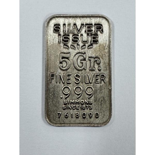Vintage 5 Gram .999 Fine Silver Bar  - Mint Condition