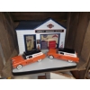 Image 1 : Vintage All Metal Harley Davidson Service Station / Garage & 2 Die Cast Cars In Original Box