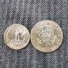 Image 4 : Two 1964 United States 90% Silver Coins ~ Half Dollar & Quarter ~ $0.75 Face Value 