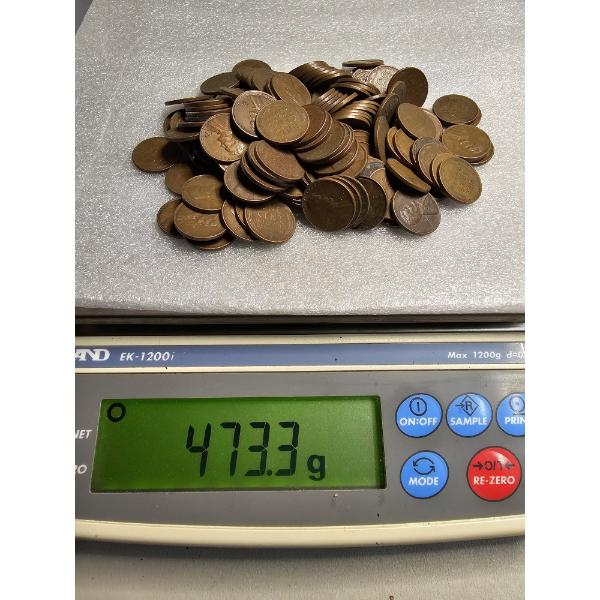 Lot of Assorted Wheat Pennies (473g) - AFV: $1.52 (estimated by weight)