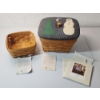 Image 9 : (2) Longaberger Square Baskets, Snowman Wooden Fabric Lid