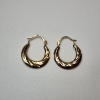 Image 1 : 10K Yellow Gold Twisted/Textured Hoop Earrings - Total Weight: 0.4g