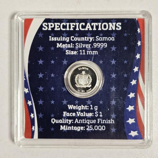 Samoa 2026 Independence Day 1g Silver .9999 Antique Finish 1 Dollar Coin