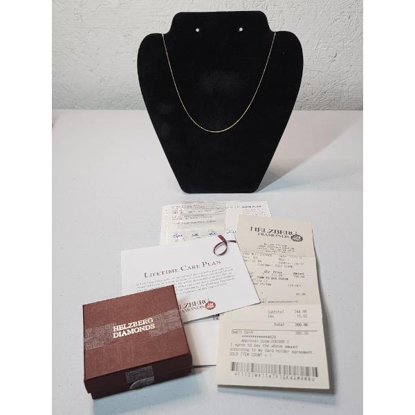Helzberg Diamonds 14K Gold 24" Box Chain Necklace With Original Paperwork TW: 1.8g
