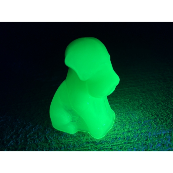 Degenhart Dogs - Glowing Green Color - Adorable Uranium Glass Dog Figurine - ~2.5 inches 