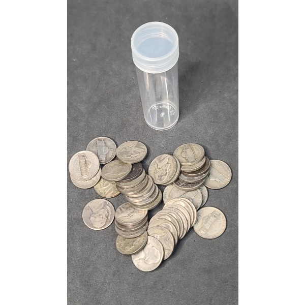 Nickel Holder With Assorted Year/Mint Mark 35% Silver War Time Nickels - Face Value: $2.00