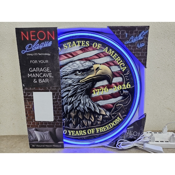 Incredible U. S. A. 250TH Anniversary Neon Sign - 16" Diameter - New In The Box