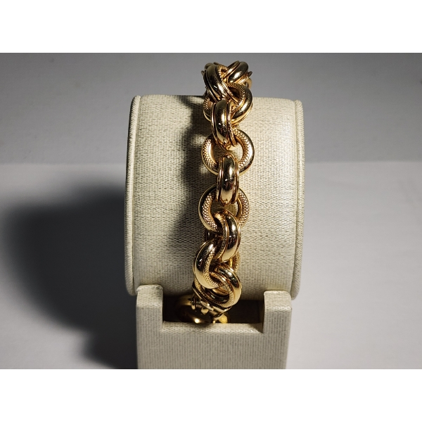 Stunning 14K Yellow Gold Fancy Textured Link Bracelet 8" TW: 28.1g
