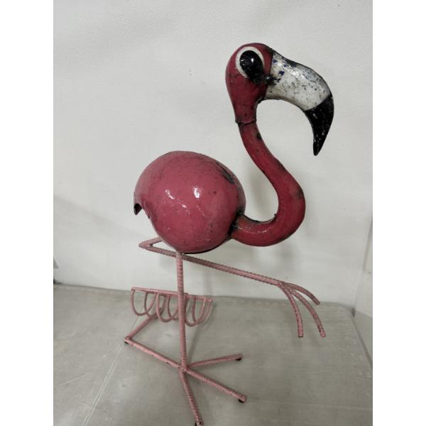 Vintage Handmade Metal Flamingo - Exceptional Piece - One Of A Kind - Excellent Condition