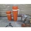 Image 4 : Vintage Thermos Set, Amber Ice Box Dish, Coffee & Tea Canisters & Candle Snuffer