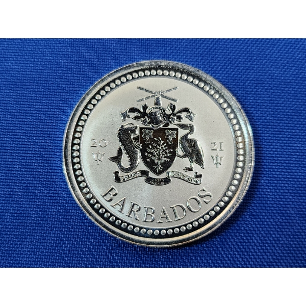2021 Barbados 1 Troy oz .999 Fine Silver Trident Coin