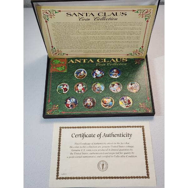 Santa Claus Coin Collection: 12 Gold-Tone Half Dollars