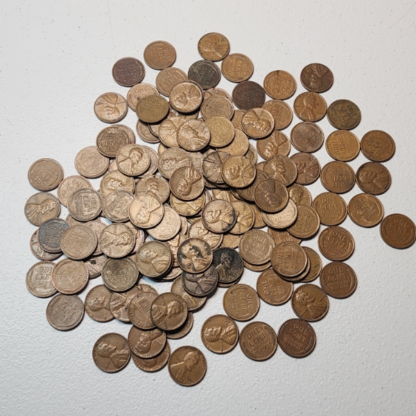 Large Assortment of United States Lincoln Cents - Mainly Wheat Cents - Face Value: $1.42
