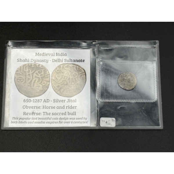 Medieval India Coin - Shahi Dynasty- Delhi Sultanate - 650-1287 AD- Silver Jital 