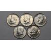 Image 1 : (5) Assorted Years United States 40% Silver Kennedy Half Dollars - Face Value: $2.50