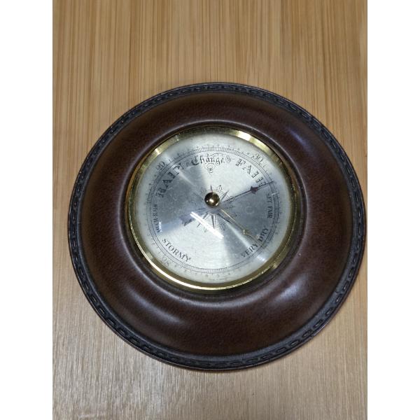 Excellent Condition Vintage Leather Accent Weather Gauge