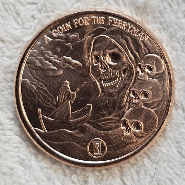 1 oz .999 Fine Copper Bullion Round titled "A Coin for the Ferryman"