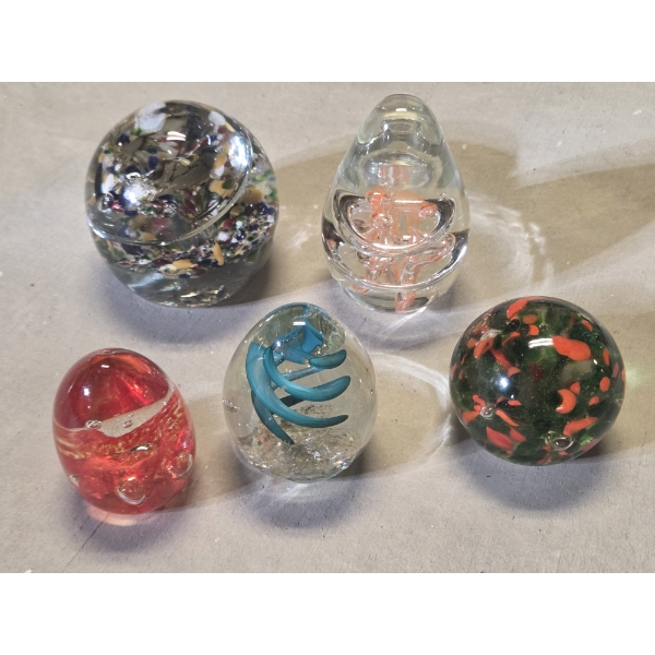 *Pick Up At Mantua Home-No Shipping Available* Beautiful Collection Of Five Vintage Art Glass Paperw