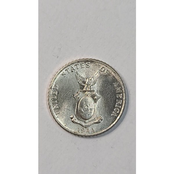1944-D U.S/Philippines 10 Centavos 75% Silver Coin -ASW: 0.0482oz