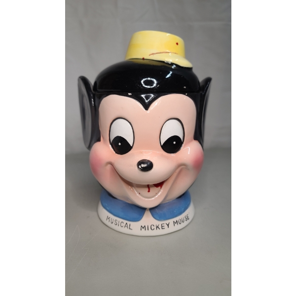 Vintage 1960s Dan Brechner Disney Mickey Mouse Ceramic Cookie Jar/Wind Up Music Box